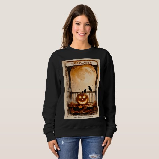 Sweatshirt Graphisme Halloween – Esthétique d'affiche des ann (Devant entier)