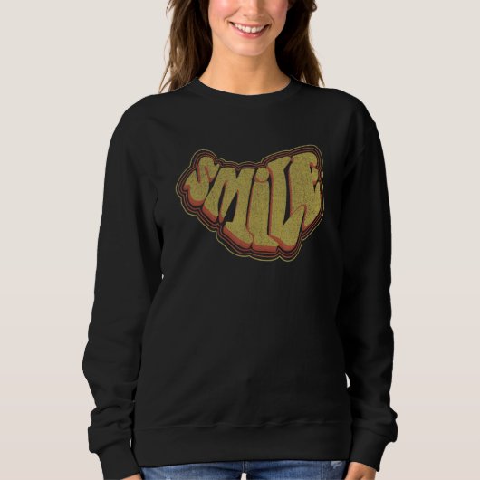 Sweatshirt Gras Jaune Smile Texte Rouge Contours (Devant)