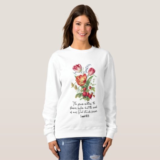 Sweatshirt Grass rainures Fleur Fades Parole De Dieu Bible Ve (Devant entier)