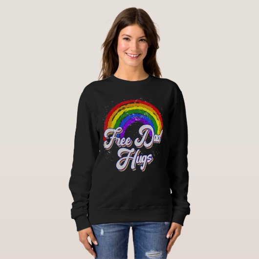 Sweatshirt Gratuit Papa Hugs LGBTQ Gay Lesbian Prith Mois Rai (Devant entier)