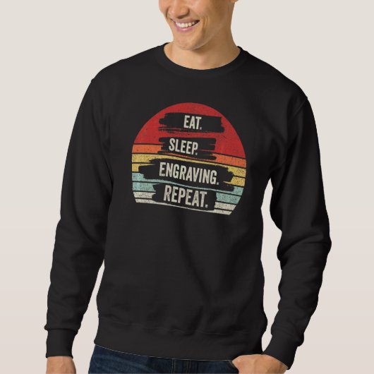 Sweatshirt Gravure de veille rétro vintage Répéter (Devant)