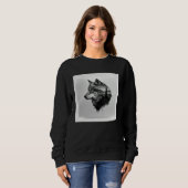 Sweatshirt Gray Wolf Paint Splatter Warrior Wild Animal Uniqu (Devant entier)
