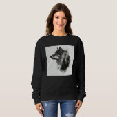 Sweatshirt Gray Wolf Paint Splatter Warrior Wild Animal Uniqu (Devant entier)