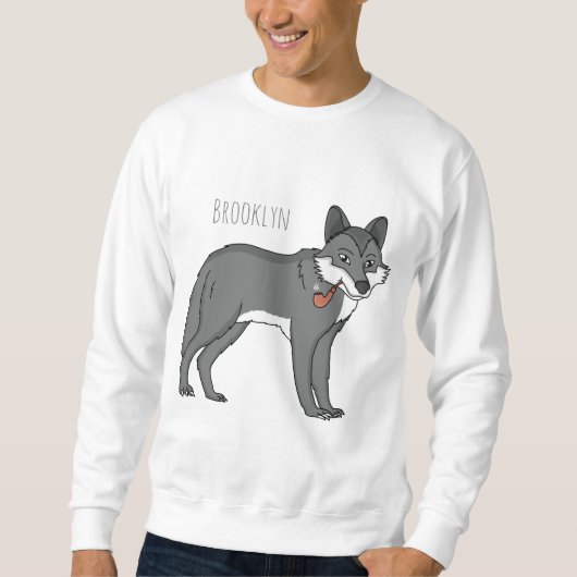 Sweatshirt Gray wolf with pipe cartoon (Devant)