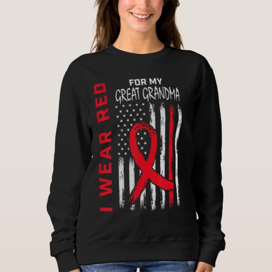 Sweatshirt Great Grandma Heart Disease Awareness Flag Matchin (Devant)