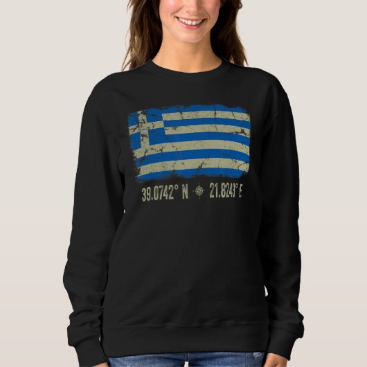 Sweatshirt Grèce Drapeau Coordonnées Hommes Femmes Patrimoine (Devant)