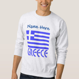 Sweatshirt Grèce et drapeau grec Personnalisation bleue Homme