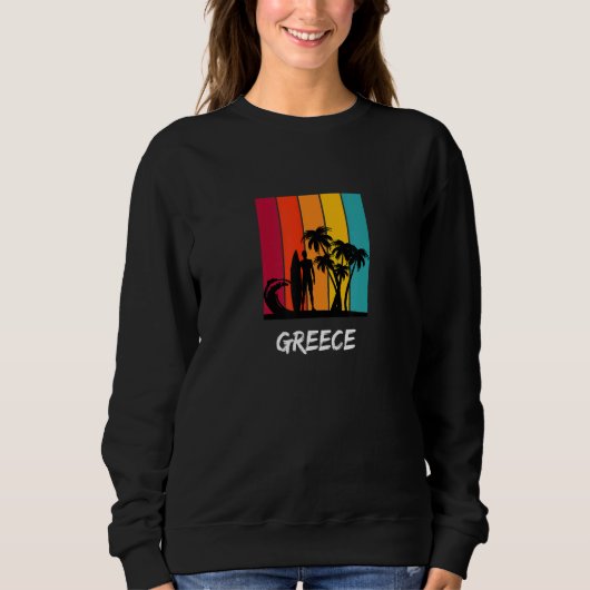 Sweatshirt Greece Holiday Vacation Souvenir Retro Surfing (Devant)