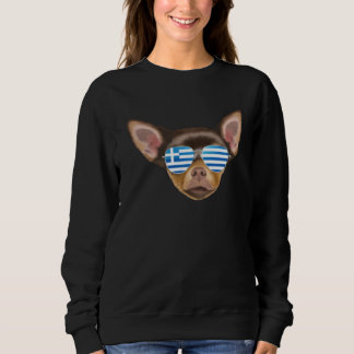 Sweatshirt Greek Flag Brown Chihuahua Dog Greece Pocket