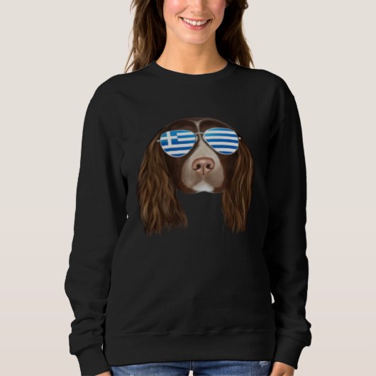 Sweatshirt Greek Flag English Springer Spaniel Dog Greece Poc (Devant)