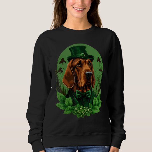 Sweatshirt Green Bloodhound shamrock on St Patricks Day Blood (Devant)
