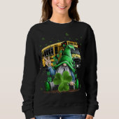 Sweatshirt Green Gnomes Bus School Conducteur Et Shamrock St  (Devant)