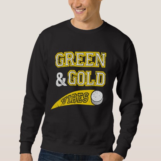Sweatshirt Green & Gold Vibes Hockey Team Fan (Devant)