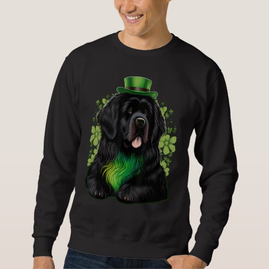 Sweatshirt Green Newfie Dog shamrock St Patricks Day Newfound (Devant)