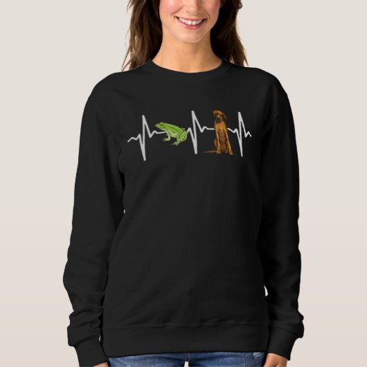 Sweatshirt Green Tree Frog Rhodesian Ridgeback Heartbeat Dog (Devant)
