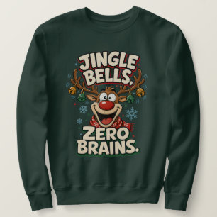 Sweatshirt Grelots Zéro Cerveau Drôle Renne de Noël