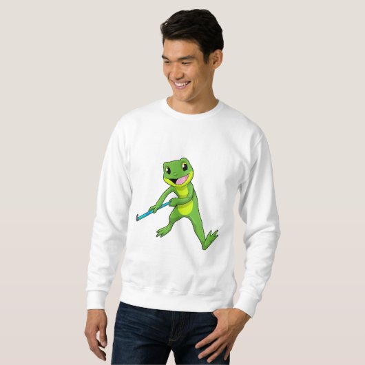 Sweatshirt Grenouille à Hockey avec chauve-souris de hockey (Devant entier)