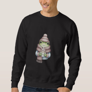 Sweatshirt Grenouille à l'aquarelle douce avec bonnet et écha