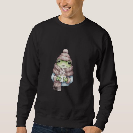 Sweatshirt Grenouille à l'aquarelle douce avec bonnet et écha (Devant)