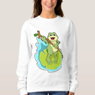 Sweatshirt Grenouille comme randonneur avec bâton