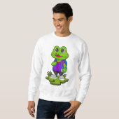 Sweatshirt Grenouille comme randonneur avec sac à dos (Devant entier)