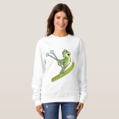 Sweatshirt Grenouille comme sauteur de ski avec Ski.PNG (Devant entier)