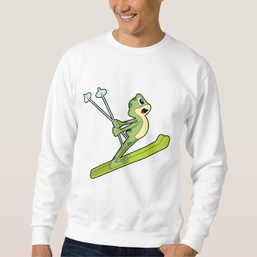 Sweatshirt Grenouille comme sauteur de ski avec Ski.PNG (Devant)