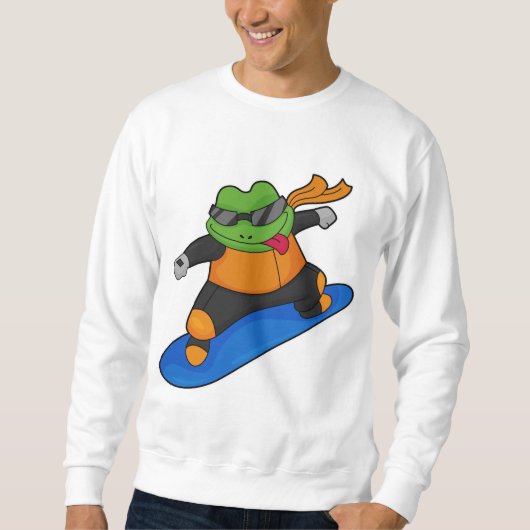 Sweatshirt Grenouille en snowobarder avec snowboard (Devant)