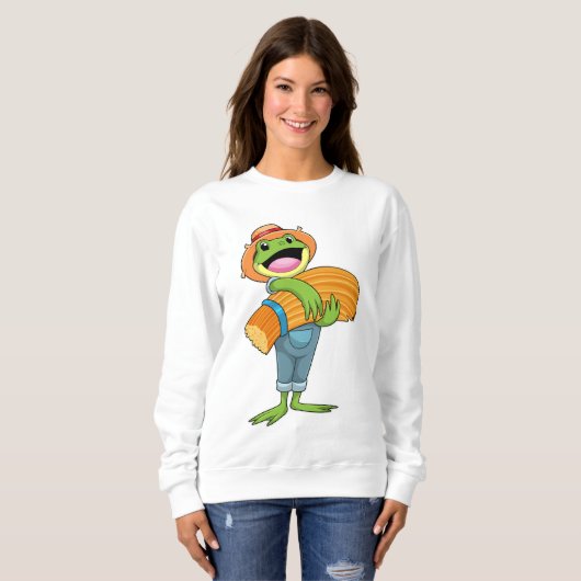 Sweatshirt Grenouille en tant que fermier avec paille (Devant entier)