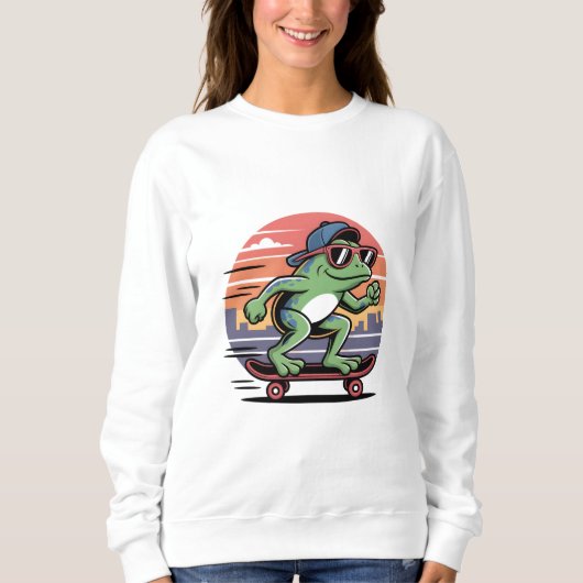 Sweatshirt Grenouille sur skateboard (Devant)