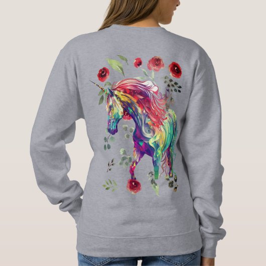 Sweatshirt (Grey) Chats Unicorn tendance à la mode (Dos)