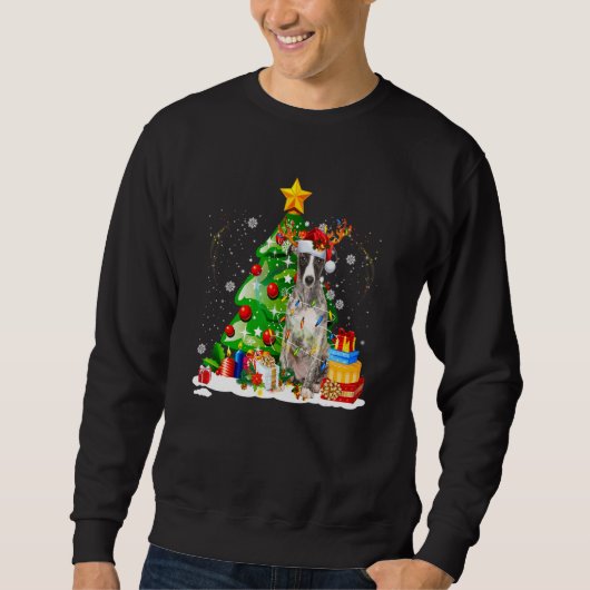 Sweatshirt Greyhound Reindeer Christmas Lights Dog Xmas (Devant)