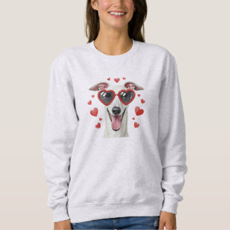 Sweatshirt Greyhound Valentine Oil Painting Dog Portrait