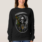 Sweatshirt Grim Reaper Smoking Weed Smoking Skull Skeleton (Devant)
