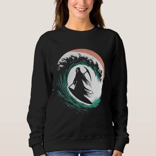 Sweatshirt Grim Reaper Surf - Costume Éffrayant Halloween Sur (Devant)