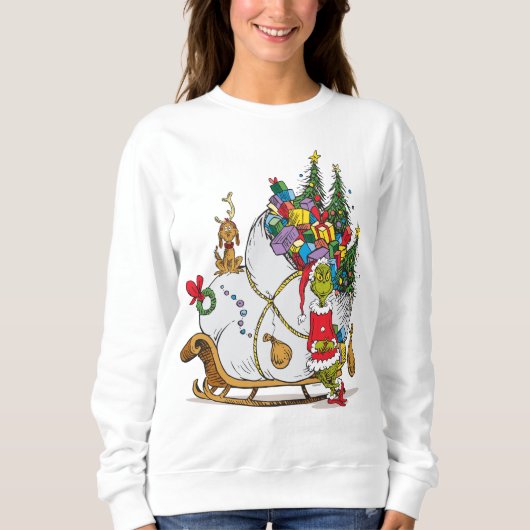 Sweatshirt Grinch Classique | Grinch & Max avec traîneau (Devant)