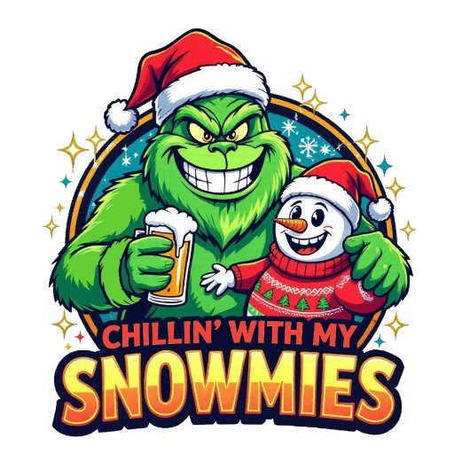 Sweatshirt Grinchy Bigfoot chillin With My Snowmies