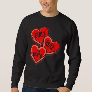 Sweatshirt Grl Pwr Girl Rule The World Hearts Feminist Womens