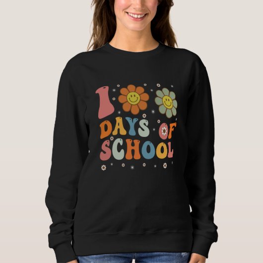 Sweatshirt Groovy 100th Day Student Cute Boys Girls 100 Days (Devant)