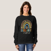Sweatshirt Groovy 3rd Grade Vibes Back To School Rainbow Leop (Devant entier)