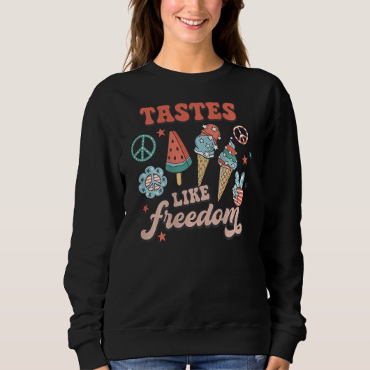 Sweatshirt Groovy 4th Of July Patriotic Ice Cream Like Freedo (Devant)