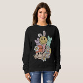 Sweatshirt Groovy Cute Easter Bunny Smile Face Happy Easter D (Devant entier)