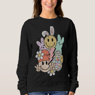 Sweatshirt Groovy Cute Easter Bunny Smile Face Happy Easter D