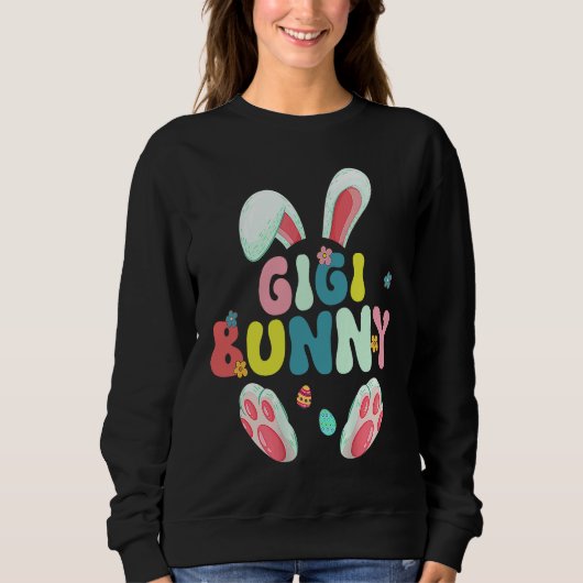 Sweatshirt Groovy Gigi Bunny Happy Easter Mother's Day 2023 (Devant)