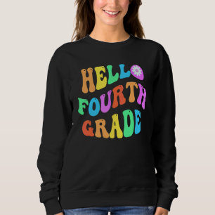 Sweatshirt Groovy Hello 4th Grade Teacher Purple Fourth Gr Re