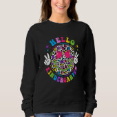 Sweatshirt Groovy Hello Kindergarten Vibes Retro Teacher Back (Devant)