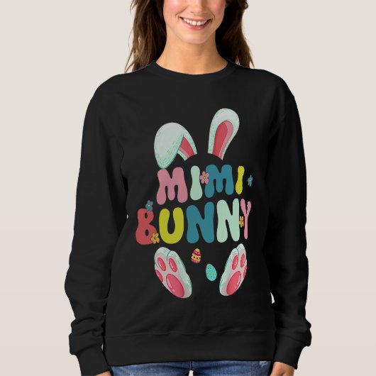 Sweatshirt Groovy Mimi Bunny Cute Matching Family Easter (Devant)