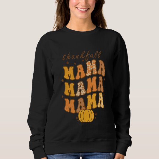 Sweatshirt Groovy One Thankful Mama Leopard Hello Fall Thanks (Devant)