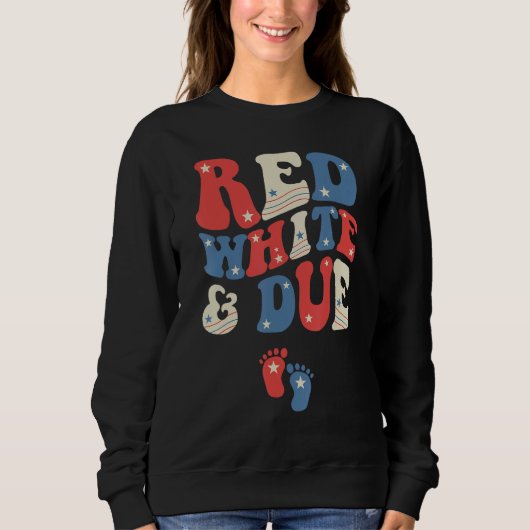 Sweatshirt Groovy Red White And Due Baby Reveal 4th of July M (Devant)