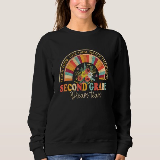 Sweatshirt Groovy Second Grade Vibes Team Retro Back To Schoo (Devant)